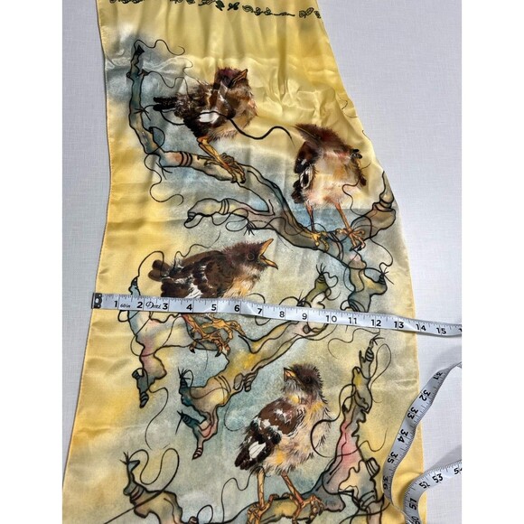 Duckie and the Grackle Yellow Bird Silk Scarf 14”x71” Nature Inspirational Quote - Picture 6 of 7